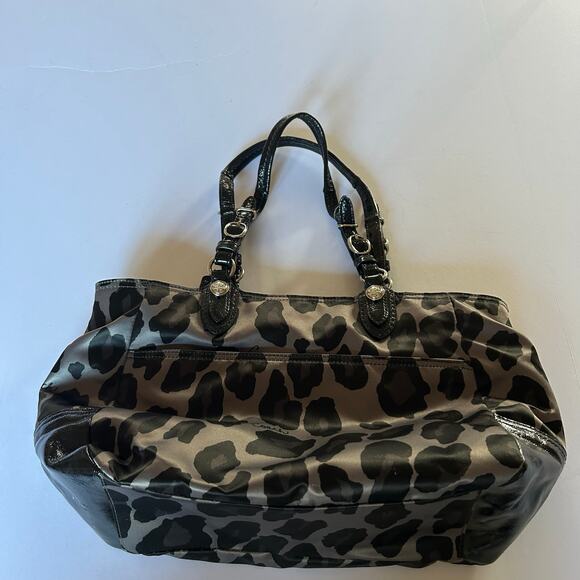 Coach Ocelot Leopared Print Patent Leather Handbag Purse E1093-15776 Preppy - Picture 3 of 6